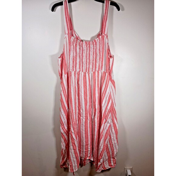 Terra Sky Linen Rayon Maxi Dress Sleeveless Button Dress Pockets Striped Size 3X - Picture 5 of 6
